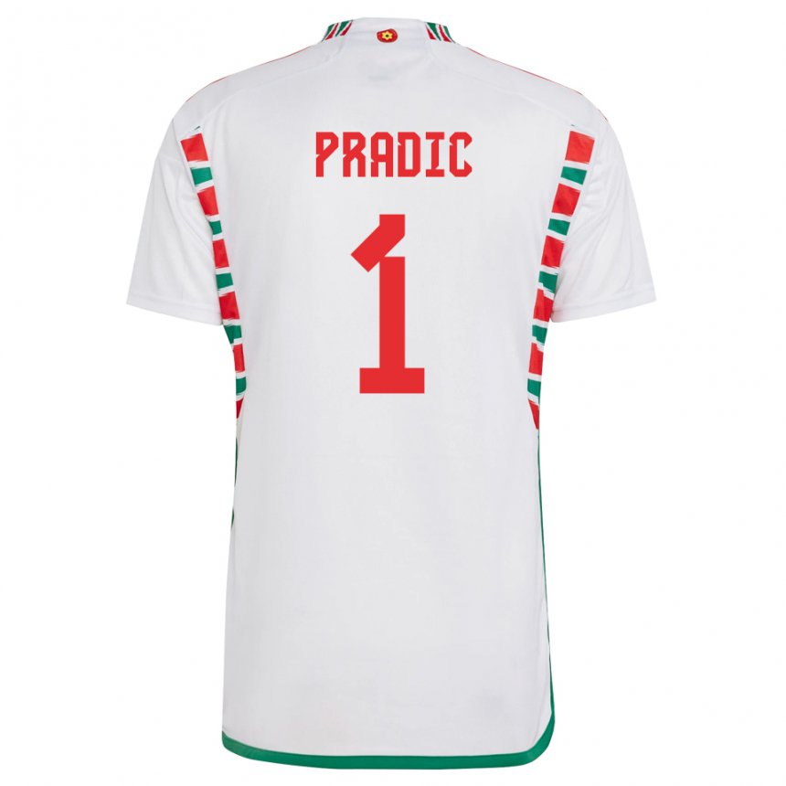 Hombre Camiseta Gales James Pradic #1 Blanco 2ª Equipación 22-24 La Camisa Chile