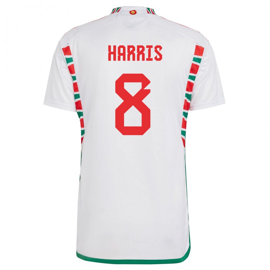 Hombre Camiseta Gales Luke Harris #8 Blanco 2ª Equipación 22-24 La Camisa Chile