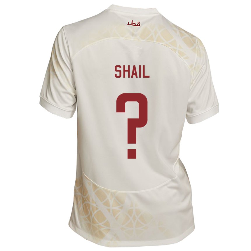 Hombre Camiseta Catar Ahmad Shail #0 Beis Dorado 2ª Equipación 22-24 La Camisa Chile