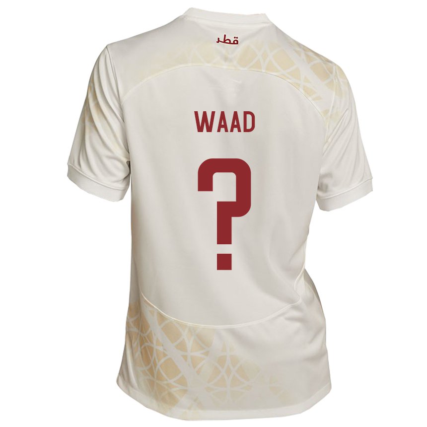 Hombre Camiseta Catar Mohammad Waad #0 Beis Dorado 2ª Equipación 22-24 La Camisa Chile