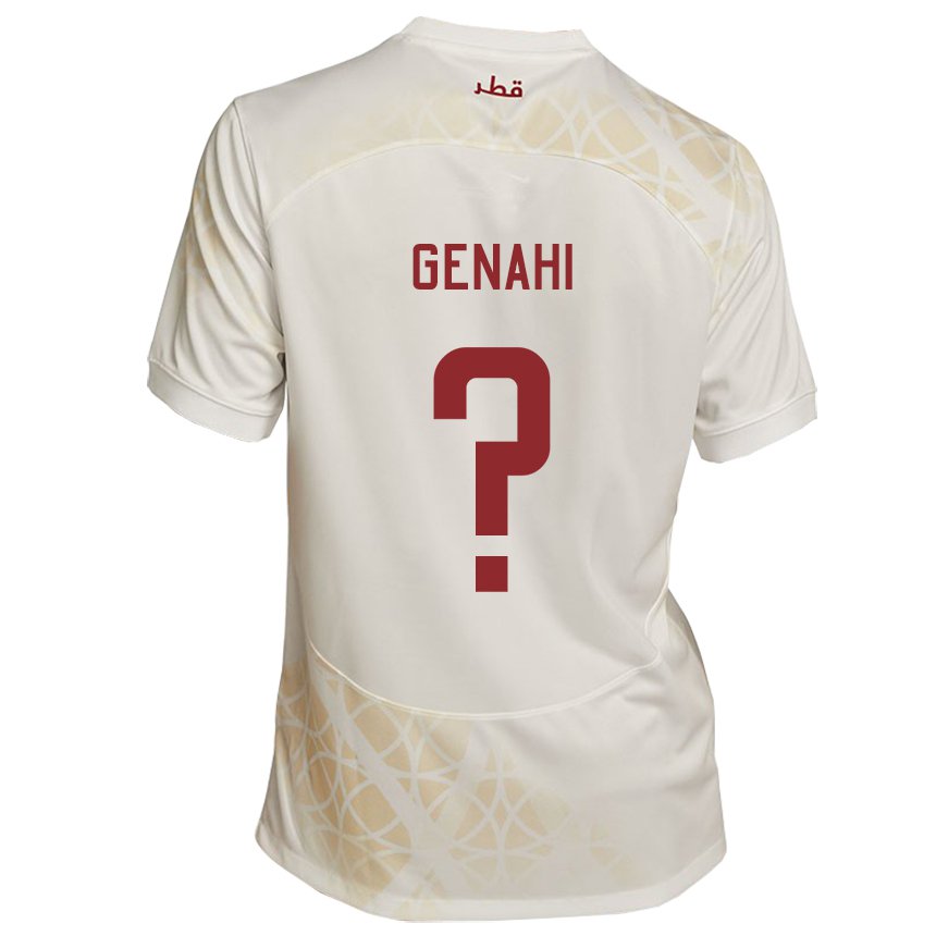 Hombre Camiseta Catar Ahmad Genahi #0 Beis Dorado 2ª Equipación 22-24 La Camisa Chile