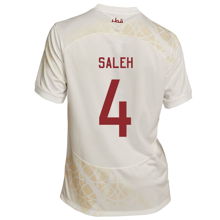 Hombre Camiseta Catar Hagar Saleh #4 Beis Dorado 2ª Equipación 22-24 La Camisa Chile