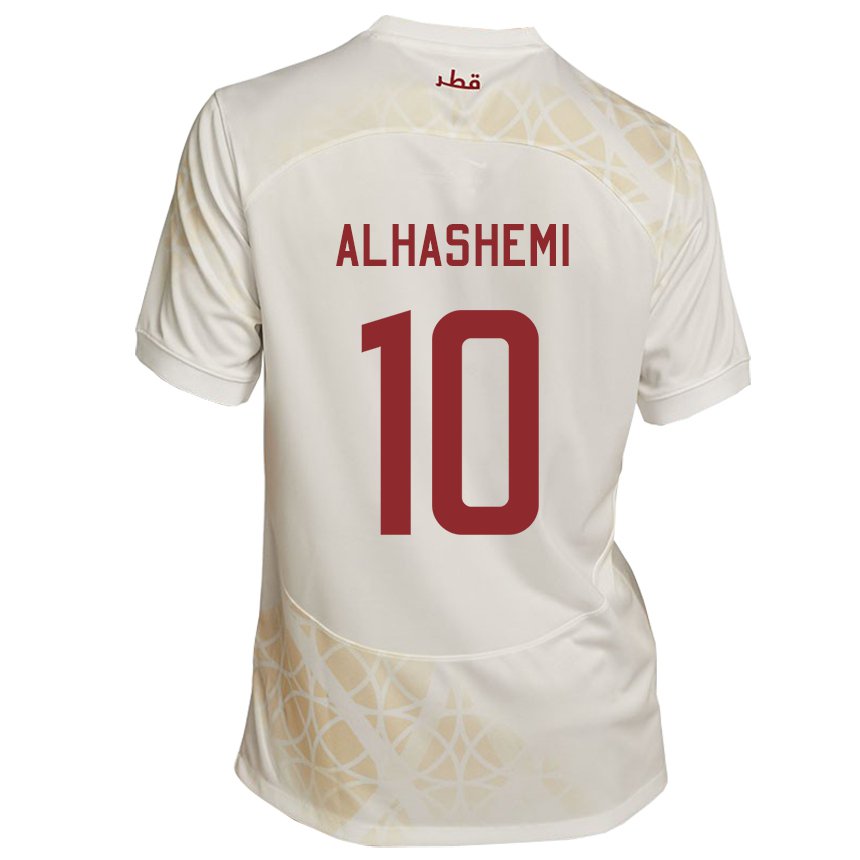 Hombre Camiseta Catar Suaad Alhashemi #10 Beis Dorado 2ª Equipación 22-24 La Camisa Chile