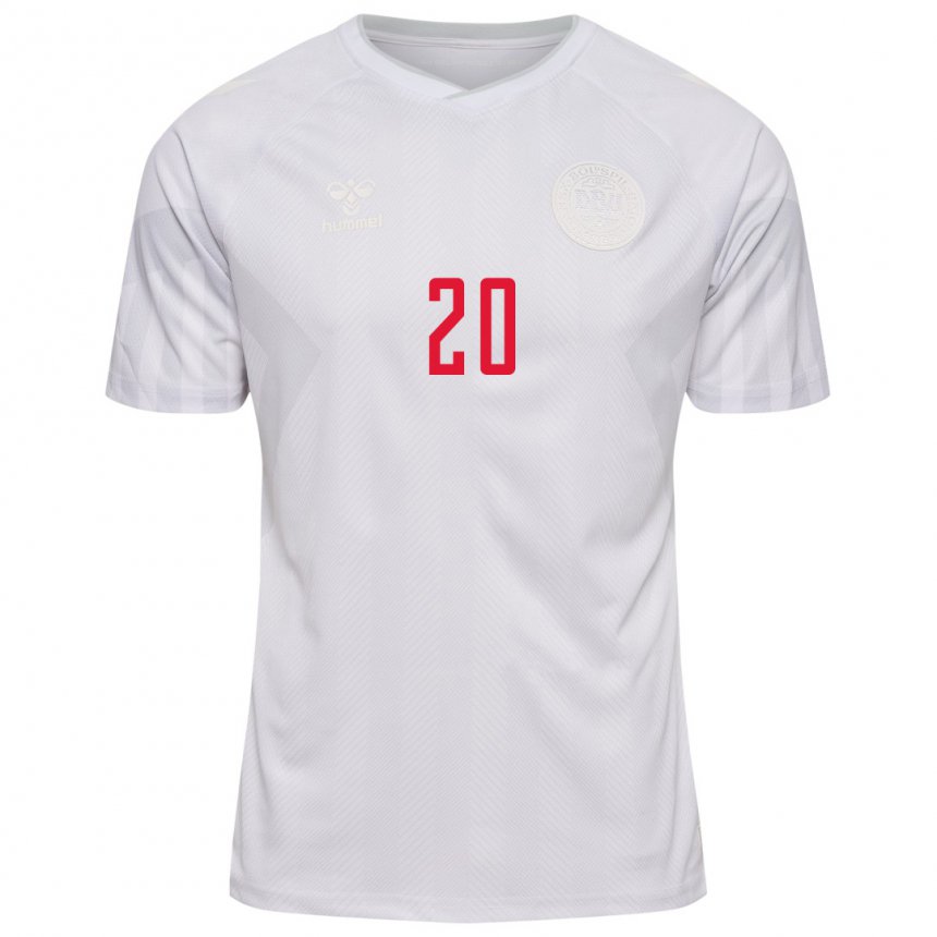 Hombre Camiseta Dinamarca Gustav Christensen #20 Blanco 2ª Equipación 22-24 La Camisa Chile