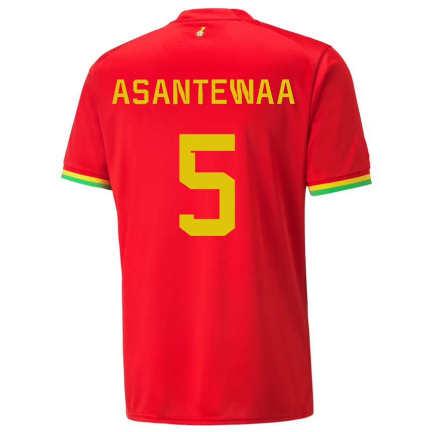 Hombre Camiseta Ghana Grace Asantewaa #5 Rojo 2ª Equipación 22-24 La Camisa Chile