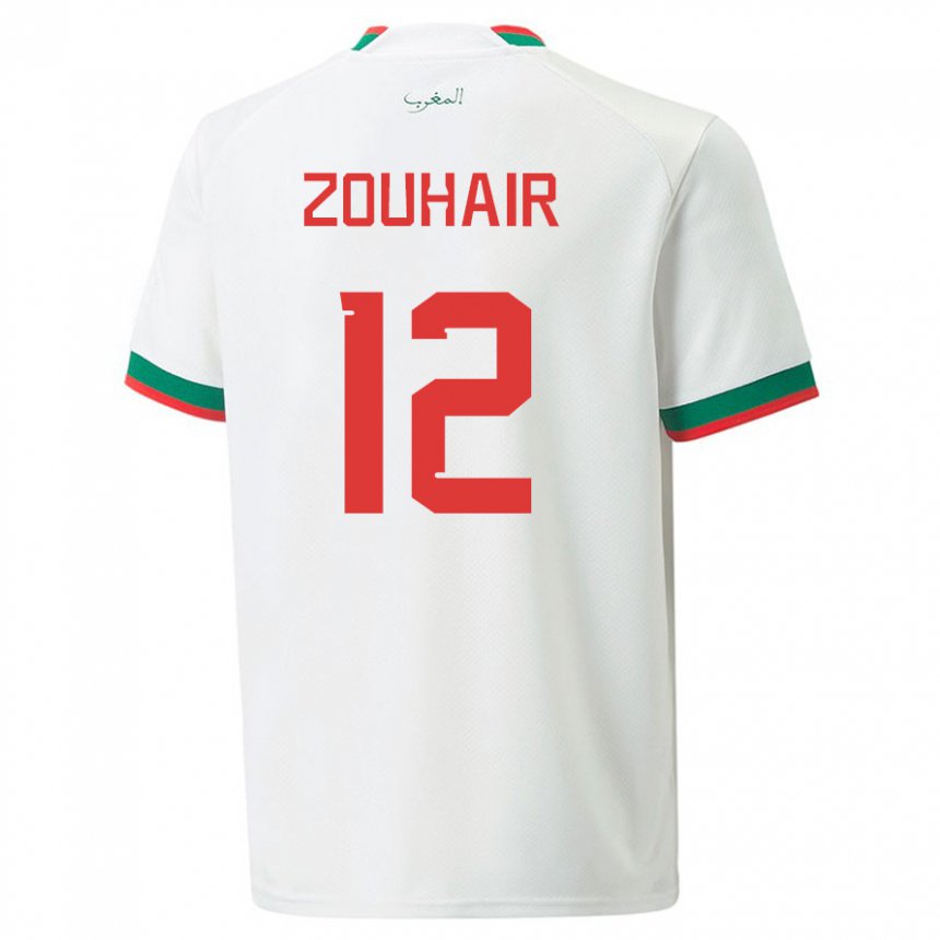 Hombre Camiseta Marruecos Assia Zouhair #12 Blanco 2ª Equipación 22-24 La Camisa Chile