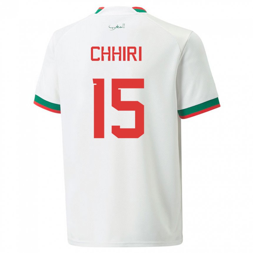 Hombre Camiseta Marruecos Ghizlane Chhiri #15 Blanco 2ª Equipación 22-24 La Camisa Chile