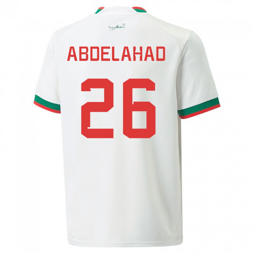 Hombre Camiseta Marruecos Imane Abdelahad #26 Blanco 2ª Equipación 22-24 La Camisa Chile