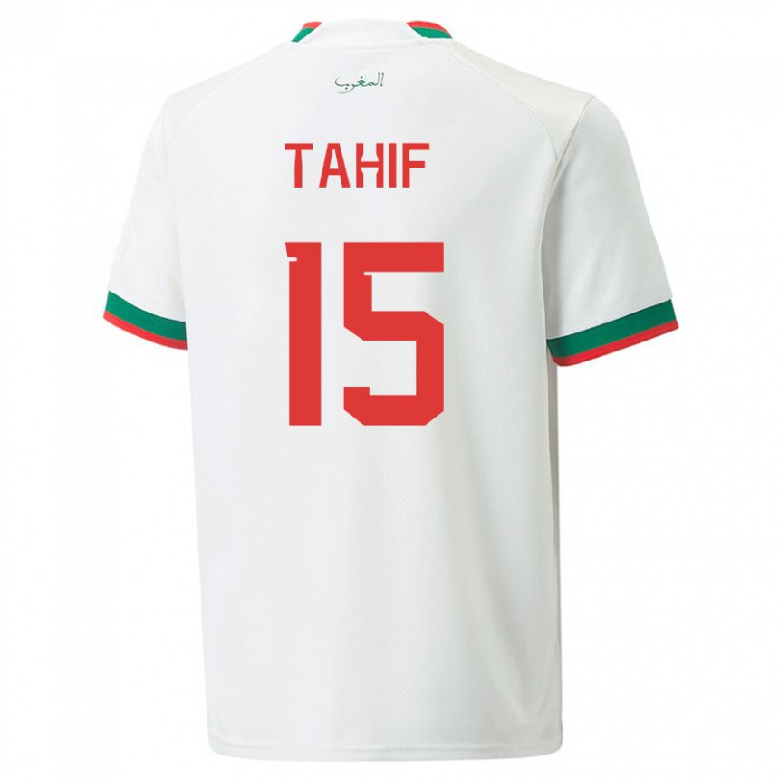 Hombre Camiseta Marruecos Adil Tahif #15 Blanco 2ª Equipación 22-24 La Camisa Chile