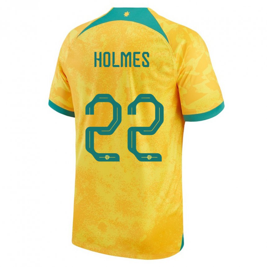 Mujer Camiseta Australia Jordan Holmes #22 Dorado 1ª Equipación 22-24 La Camisa Chile