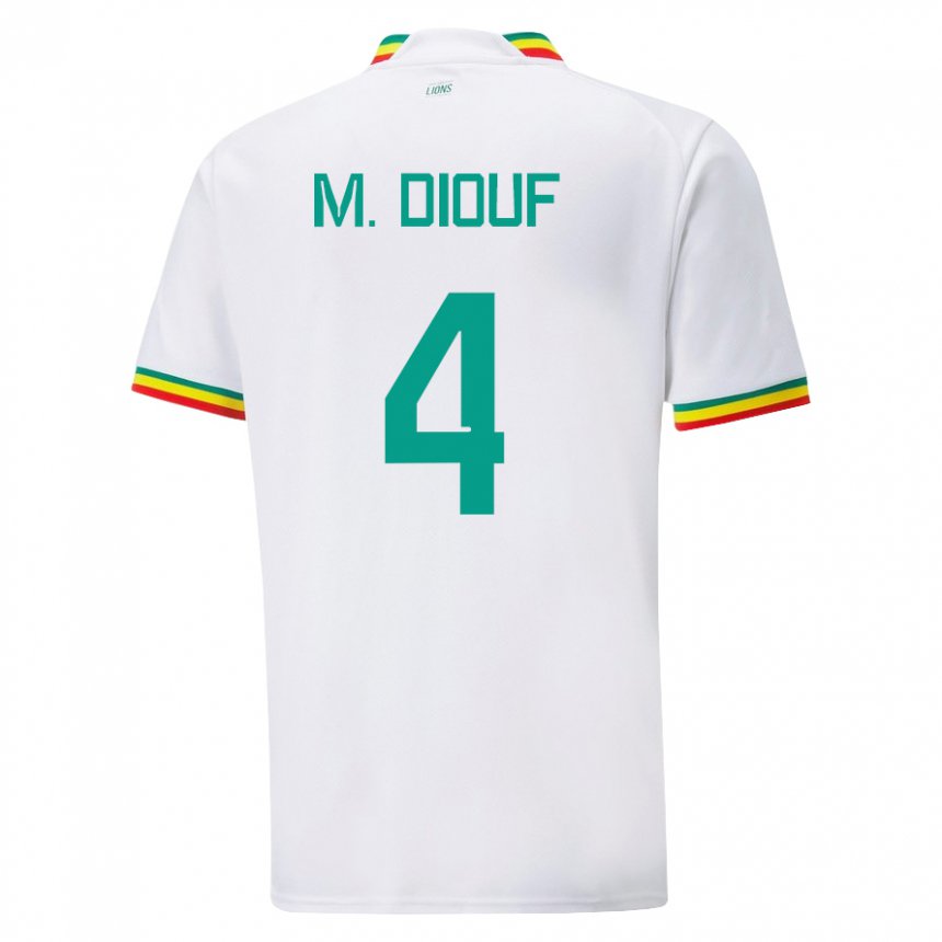 Mujer Camiseta Senegal Mame Diarra Diouf #4 Blanco 1ª Equipación 22-24 La Camisa Chile
