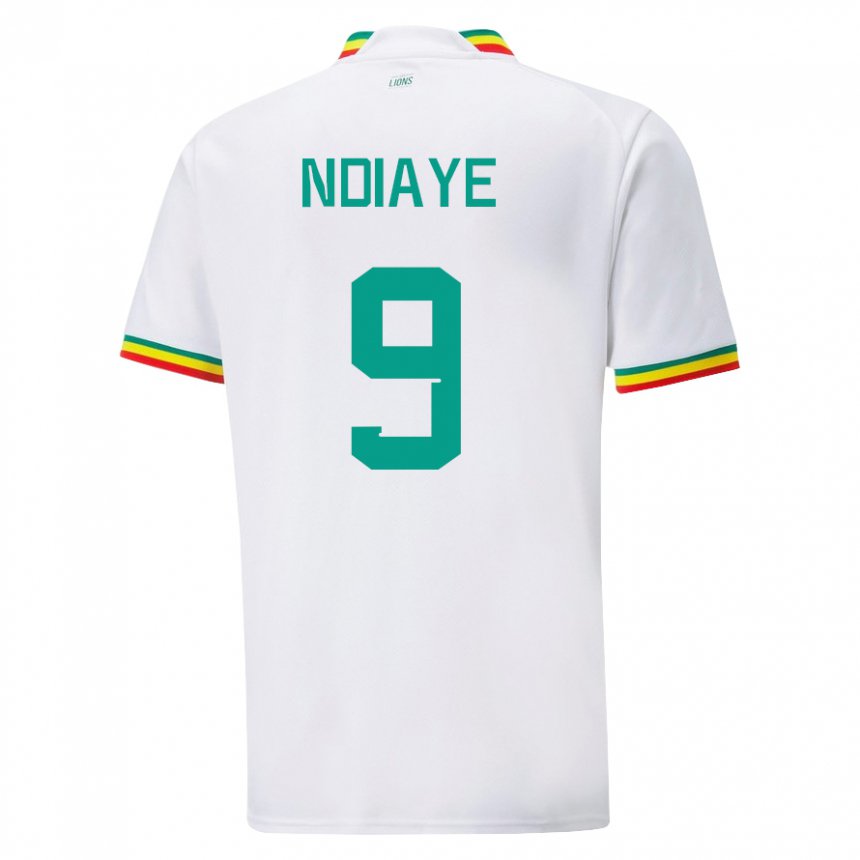 Mujer Camiseta Senegal Nguenar Ndiaye #9 Blanco 1ª Equipación 22-24 La Camisa Chile