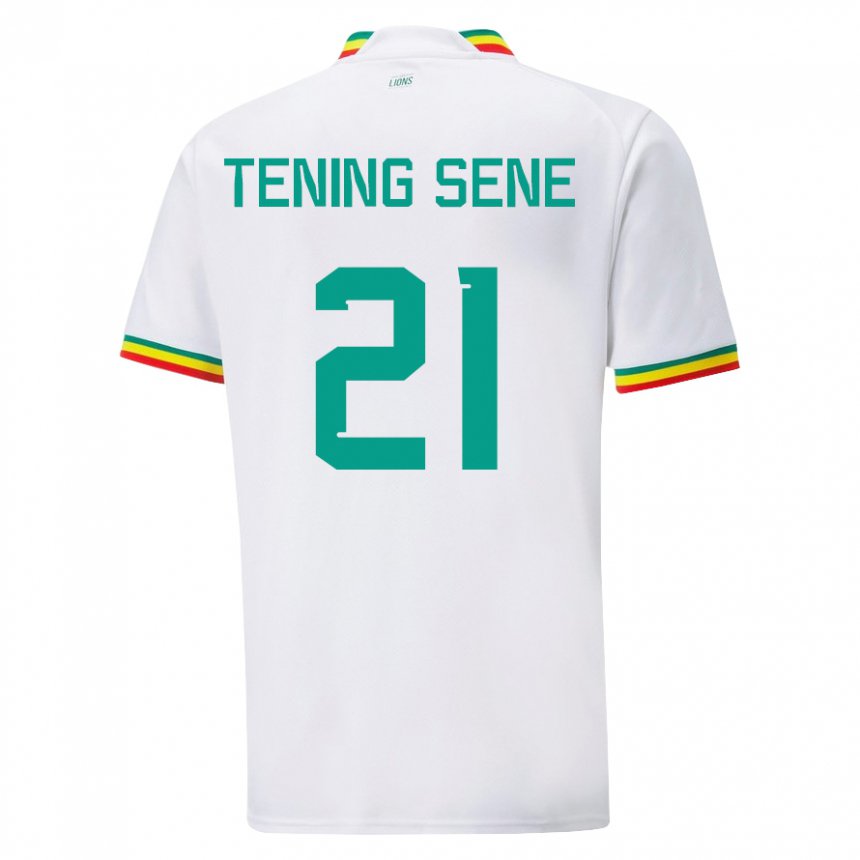 Mujer Camiseta Senegal Tening Sene #21 Blanco 1ª Equipación 22-24 La Camisa Chile