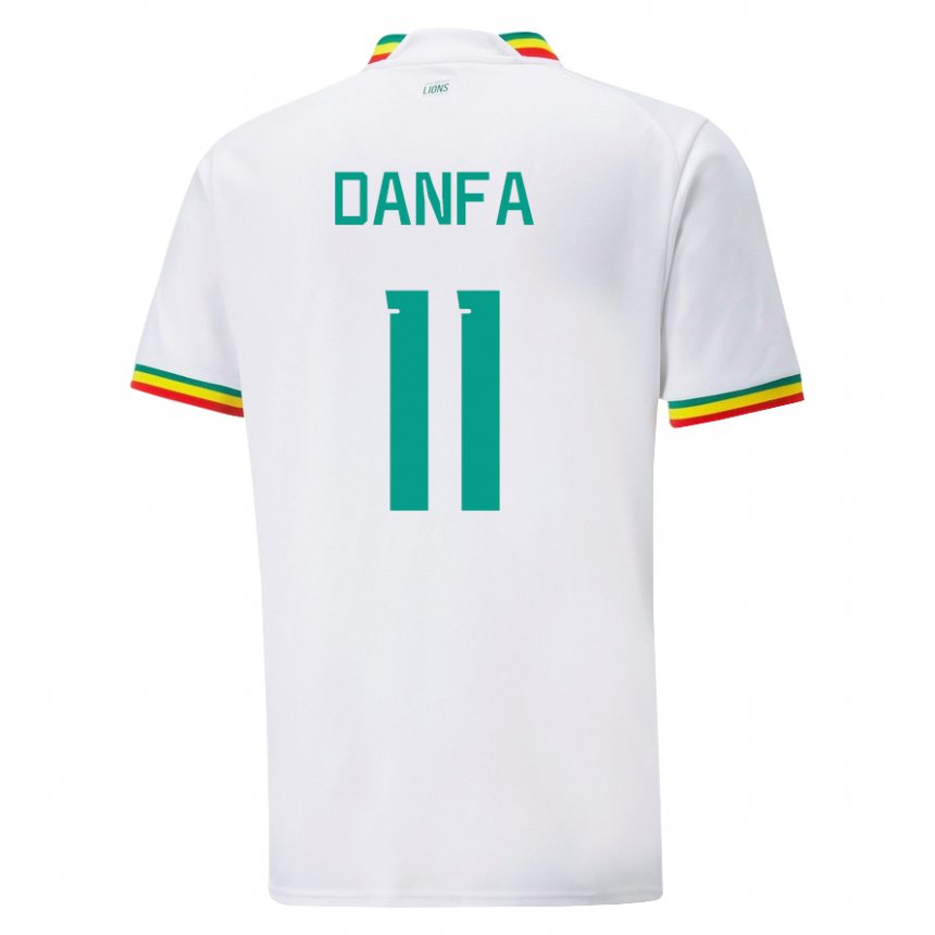 Mujer Camiseta Senegal Mamadou Danfa #11 Blanco 1ª Equipación 22-24 La Camisa Chile