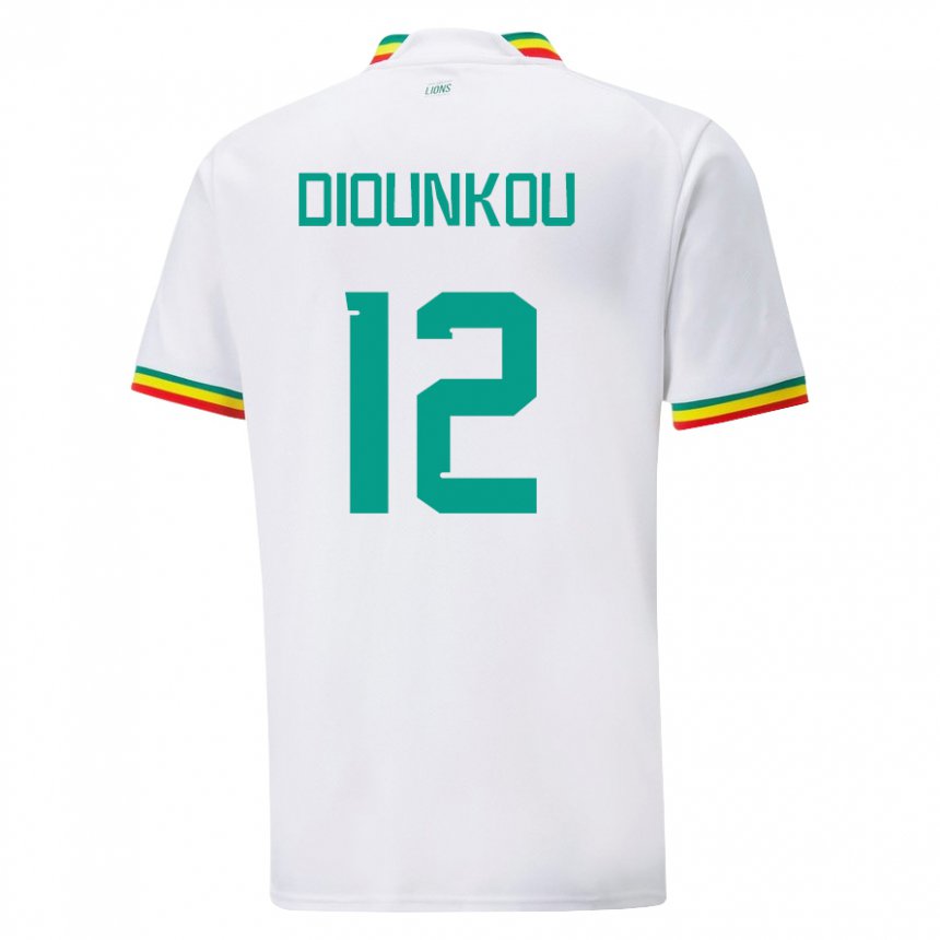 Mujer Camiseta Senegal Alpha Diounkou #12 Blanco 1ª Equipación 22-24 La Camisa Chile