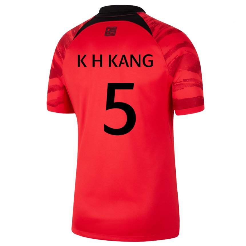 Mujer Camiseta Corea Del Sur Kang Kyo Hun #5 Negro Rojo 1ª Equipación 22-24 La Camisa Chile