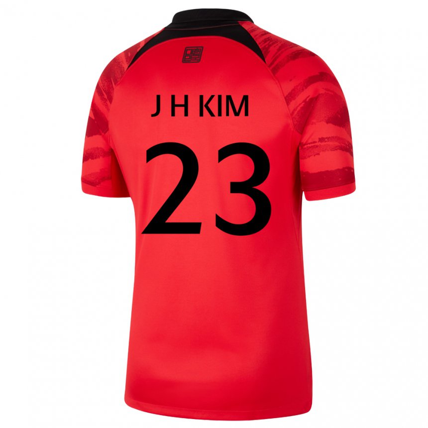 Mujer Camiseta Corea Del Sur Kim Jung Hoon #23 Negro Rojo 1ª Equipación 22-24 La Camisa Chile