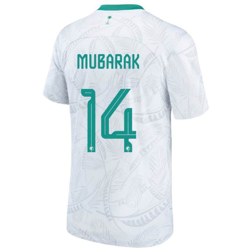 Mujer Camiseta Arabia Saudita Al Bandari Mubarak #14 Blanco 1ª Equipación 22-24 La Camisa Chile