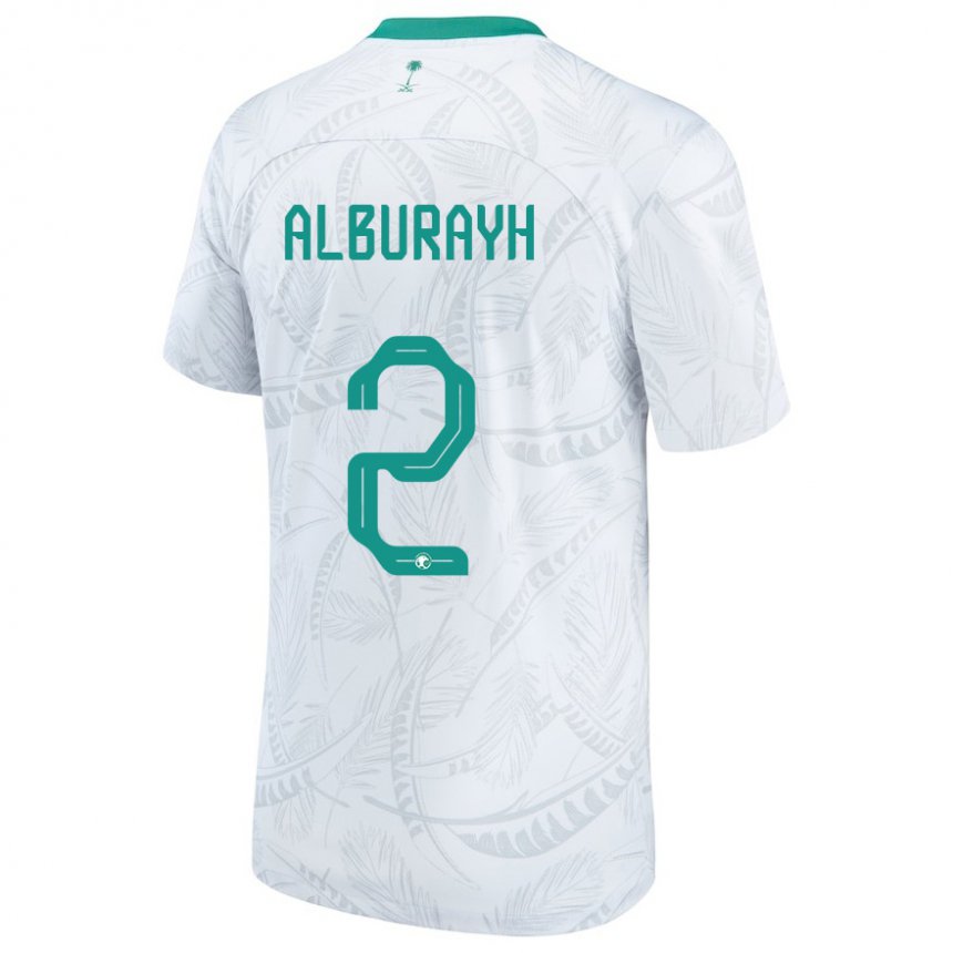 Mujer Camiseta Arabia Saudita Mahmood Alburayh #2 Blanco 1ª Equipación 22-24 La Camisa Chile