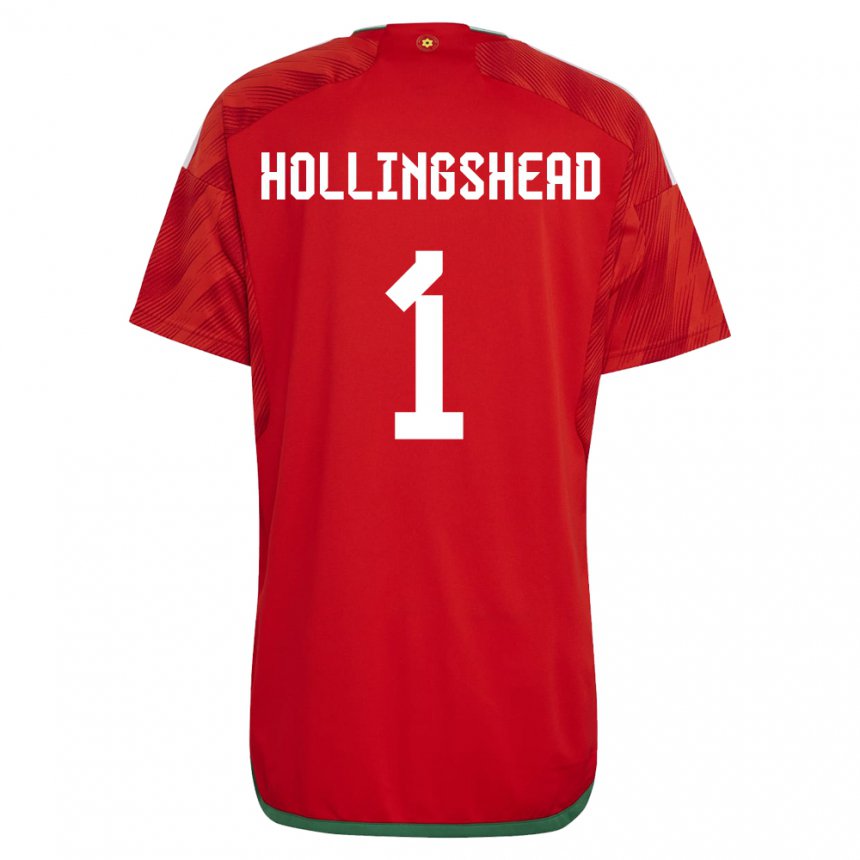 Mujer Camiseta Gales Ronnie Hollingshead #1 Rojo 1ª Equipación 22-24 La Camisa Chile