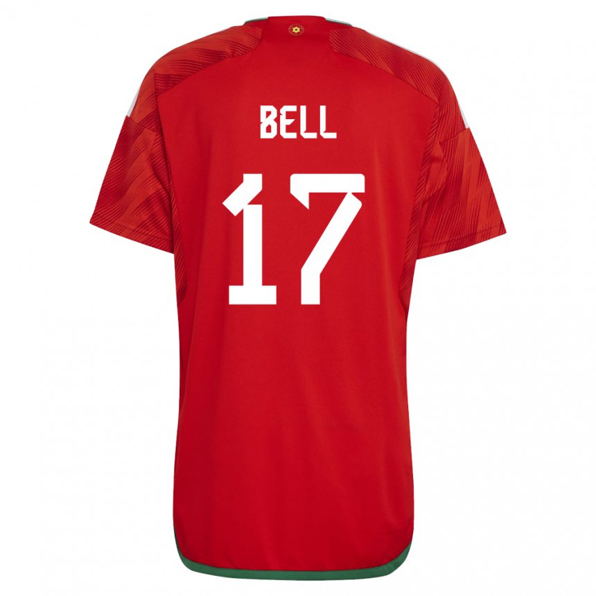 Mujer Camiseta Gales Zac Bell #17 Rojo 1ª Equipación 22-24 La Camisa Chile