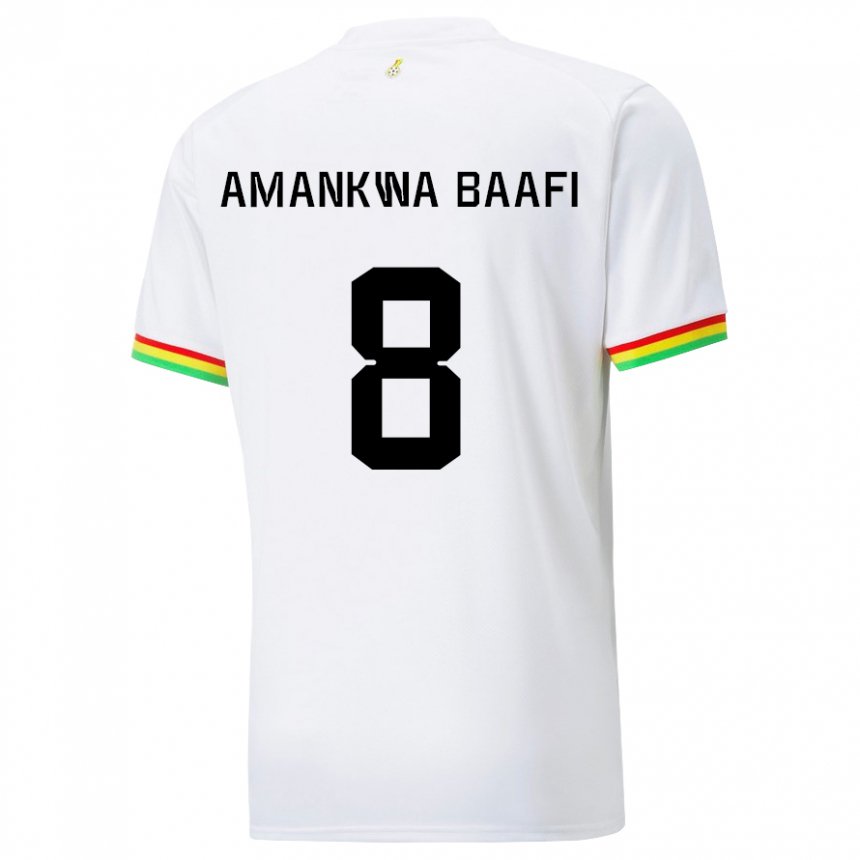 Mujer Camiseta Ghana Yaw Amankwa Baafi #8 Blanco 1ª Equipación 22-24 La Camisa Chile