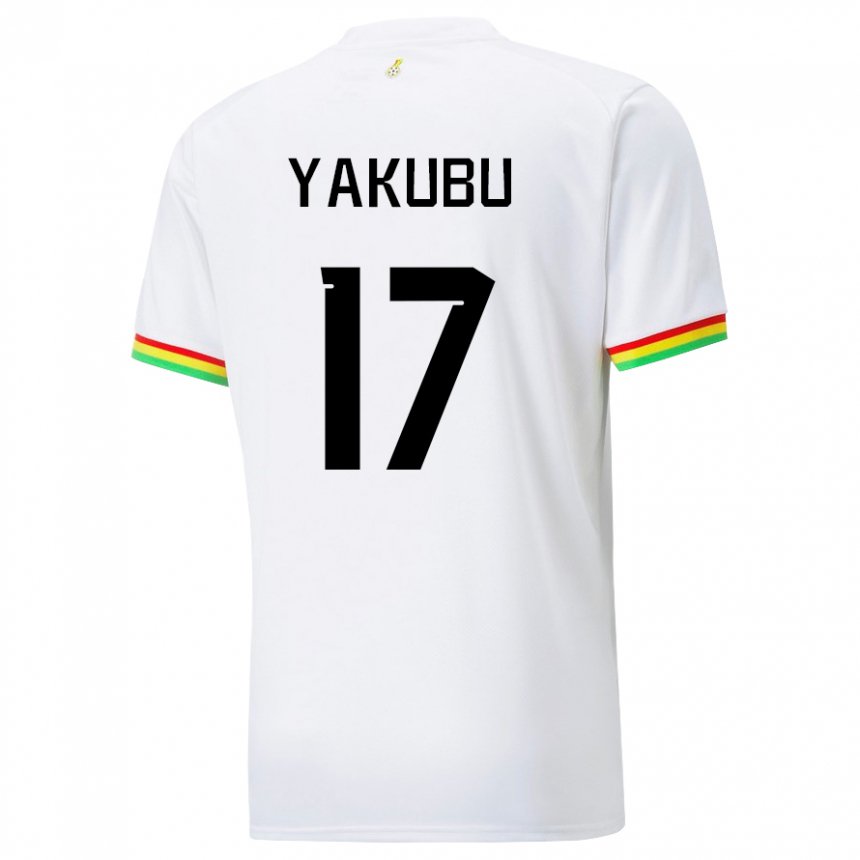 Mujer Camiseta Ghana Mustapha Yakubu #17 Blanco 1ª Equipación 22-24 La Camisa Chile