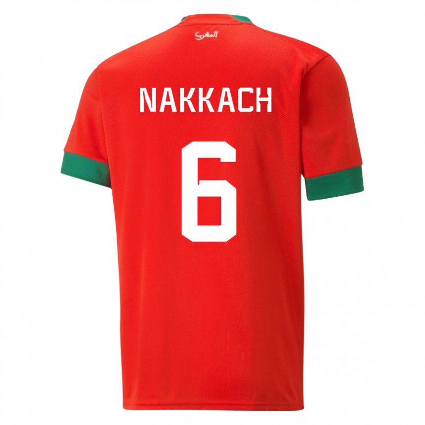 Mujer Camiseta Marruecos Elodie Nakkach #6 Rojo 1ª Equipación 22-24 La Camisa Chile