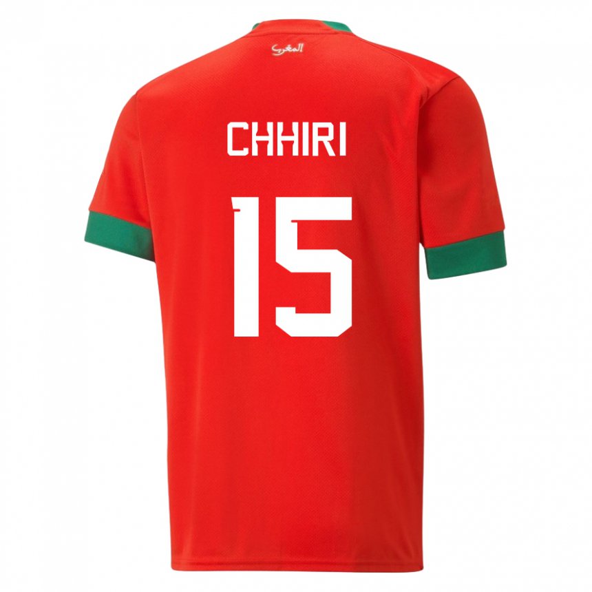 Mujer Camiseta Marruecos Ghizlane Chhiri #15 Rojo 1ª Equipación 22-24 La Camisa Chile