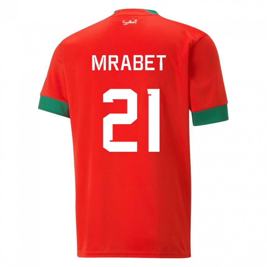 Mujer Camiseta Marruecos Yasmin Mrabet #21 Rojo 1ª Equipación 22-24 La Camisa Chile