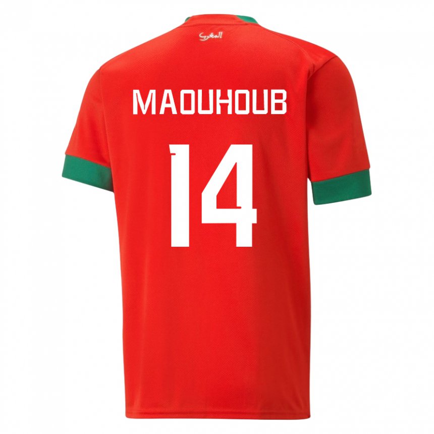Mujer Camiseta Marruecos El Mehdi Maouhoub #14 Rojo 1ª Equipación 22-24 La Camisa Chile