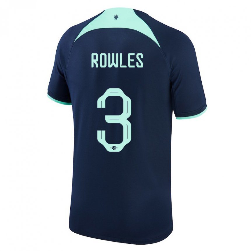 Mujer Camiseta Australia Kye Rowles #3 Azul Oscuro 2ª Equipación 22-24 La Camisa Chile