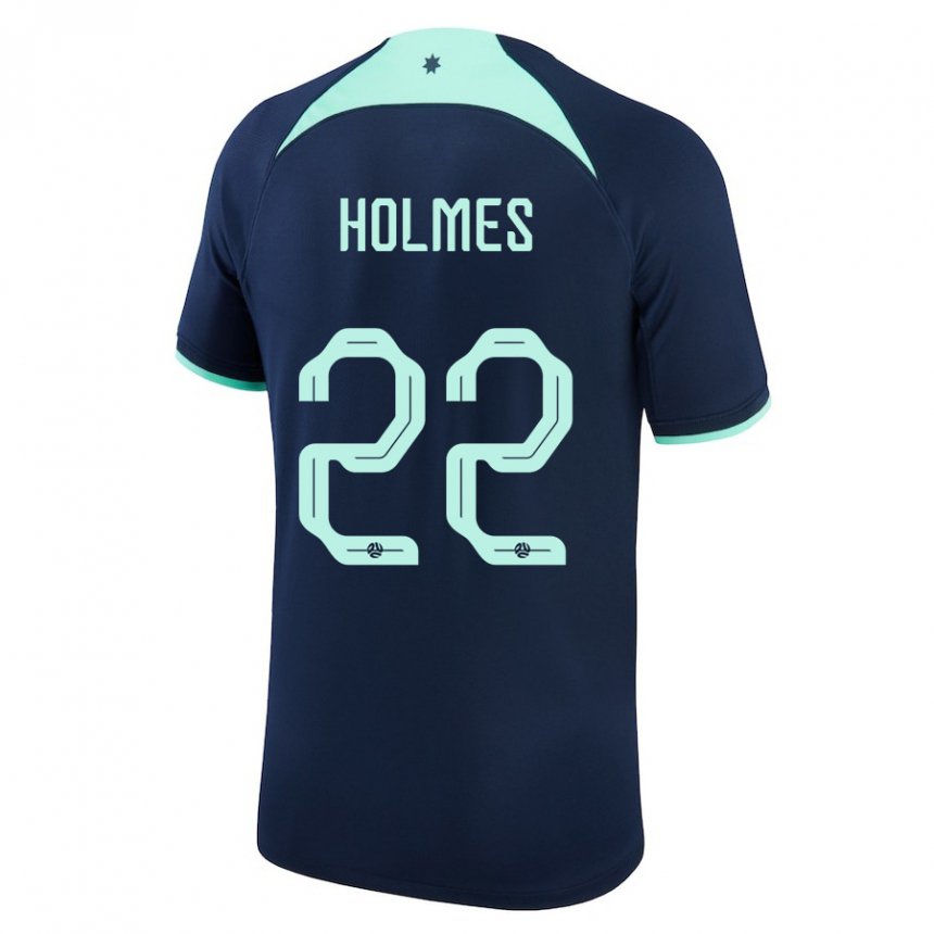 Mujer Camiseta Australia Jordan Holmes #22 Azul Oscuro 2ª Equipación 22-24 La Camisa Chile