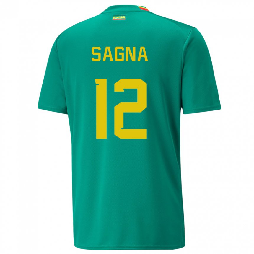Mujer Camiseta Senegal Safietou Sagna #12 Verde 2ª Equipación 22-24 La Camisa Chile