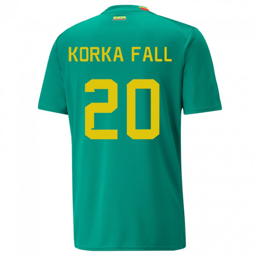 Mujer Camiseta Senegal Korka Fall #20 Verde 2ª Equipación 22-24 La Camisa Chile