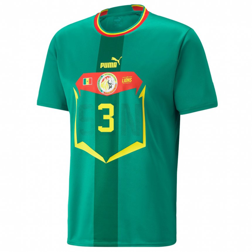 Mujer Camiseta Senegal Formose Mendy #3 Verde 2ª Equipación 22-24 La Camisa Chile
