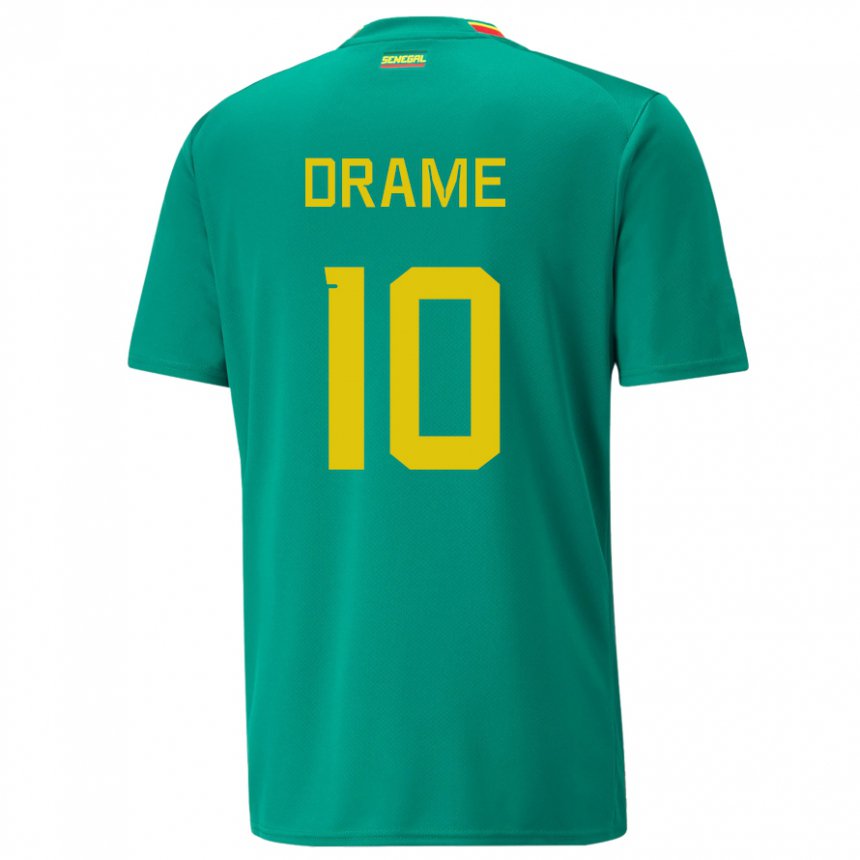 Mujer Camiseta Senegal Ibrahima Drame #10 Verde 2ª Equipación 22-24 La Camisa Chile