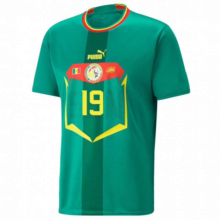 Mujer Camiseta Senegal Youssouph Badji #19 Verde 2ª Equipación 22-24 La Camisa Chile