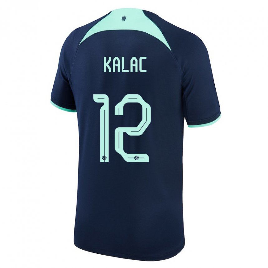 Mujer Camiseta Australia Oliver Kalac #12 Azul Oscuro 2ª Equipación 22-24 La Camisa Chile