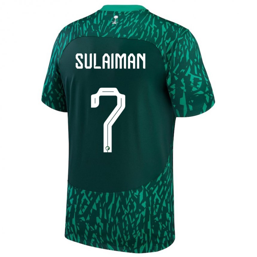 Mujer Camiseta Arabia Saudita Mohammed Sulaiman #7 Verde Oscuro 2ª Equipación 22-24 La Camisa Chile