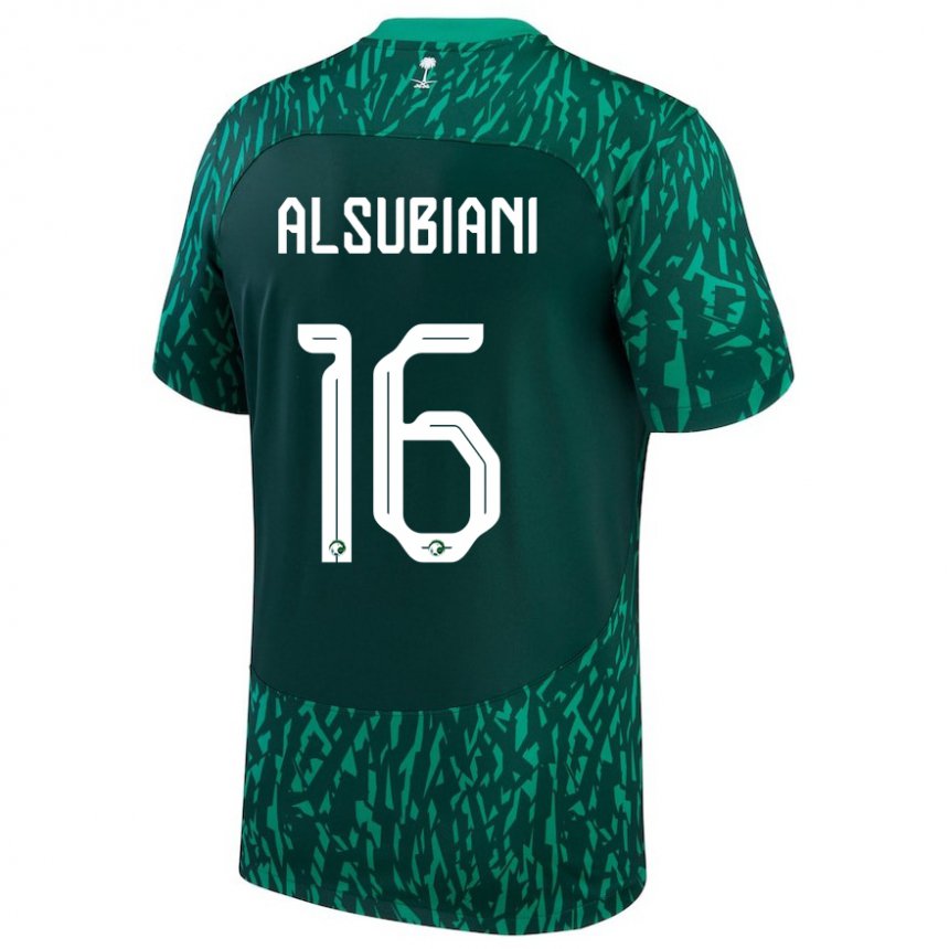 Mujer Camiseta Arabia Saudita Faisal Alsubiani #16 Verde Oscuro 2ª Equipación 22-24 La Camisa Chile