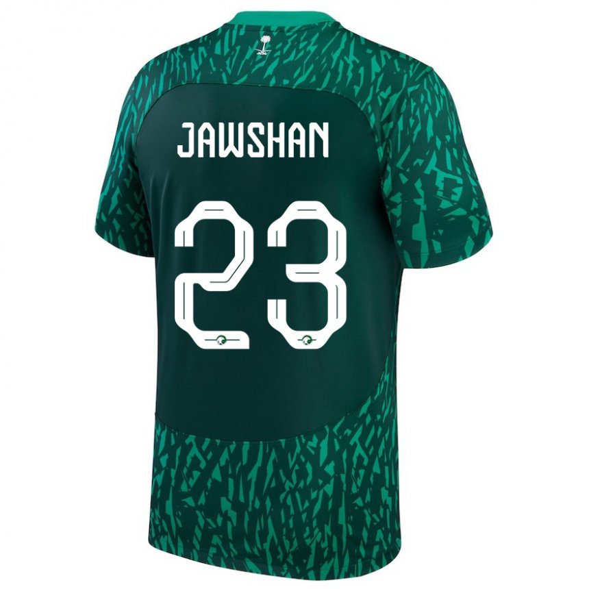 Mujer Camiseta Arabia Saudita Yazeed Jawshan #23 Verde Oscuro 2ª Equipación 22-24 La Camisa Chile