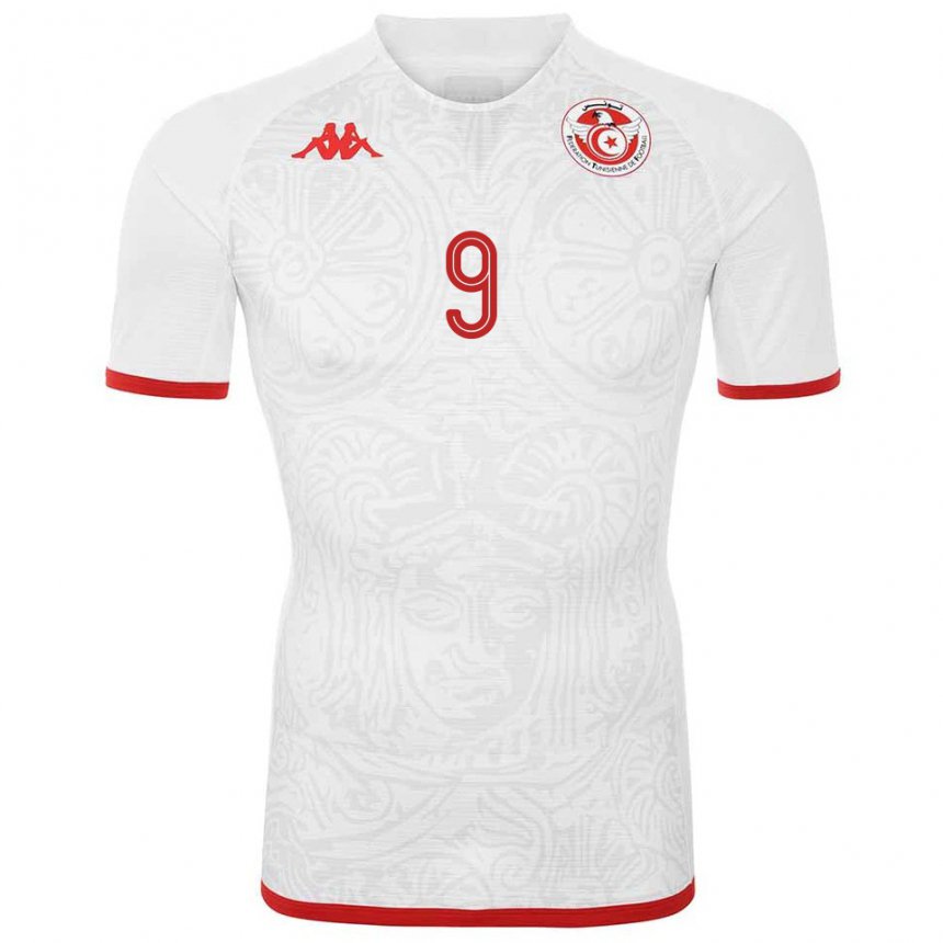 Mujer Camiseta Túnez Sabrine Ellouzi #9 Blanco 2ª Equipación 22-24 La Camisa Chile