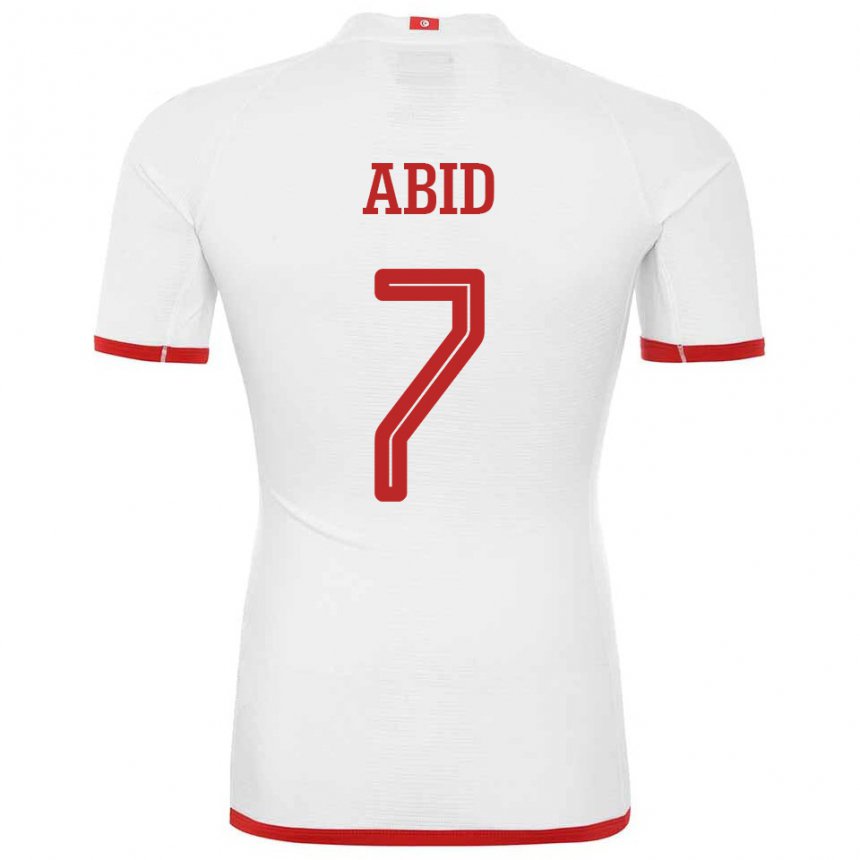 Mujer Camiseta Túnez Aziz Abid #7 Blanco 2ª Equipación 22-24 La Camisa Chile