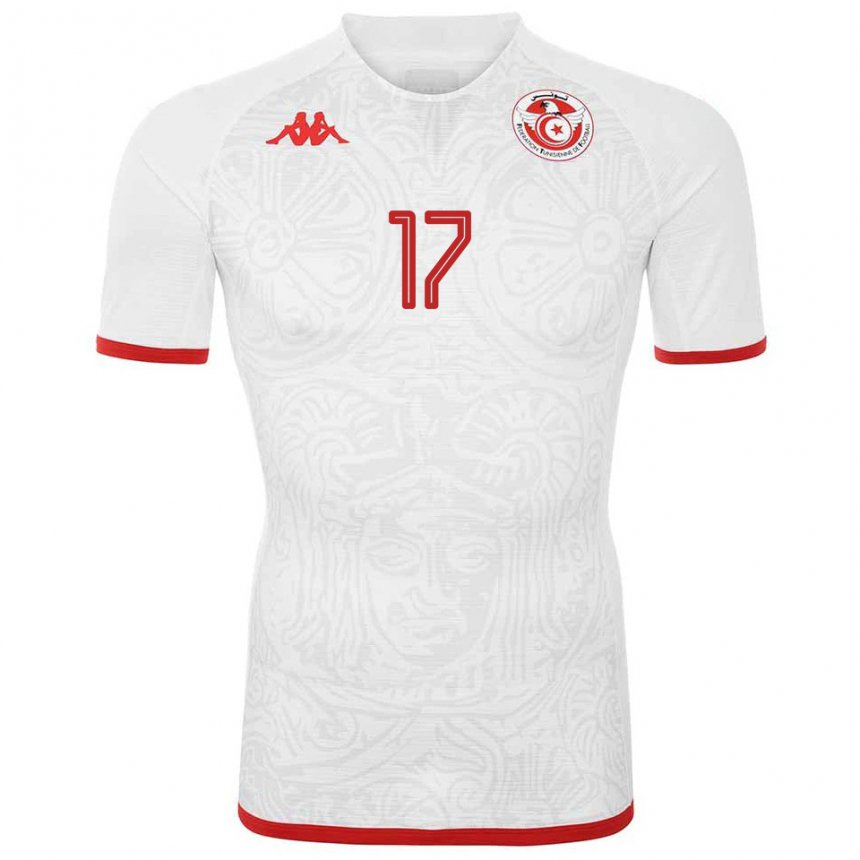 Mujer Camiseta Túnez Malek Mehri #17 Blanco 2ª Equipación 22-24 La Camisa Chile
