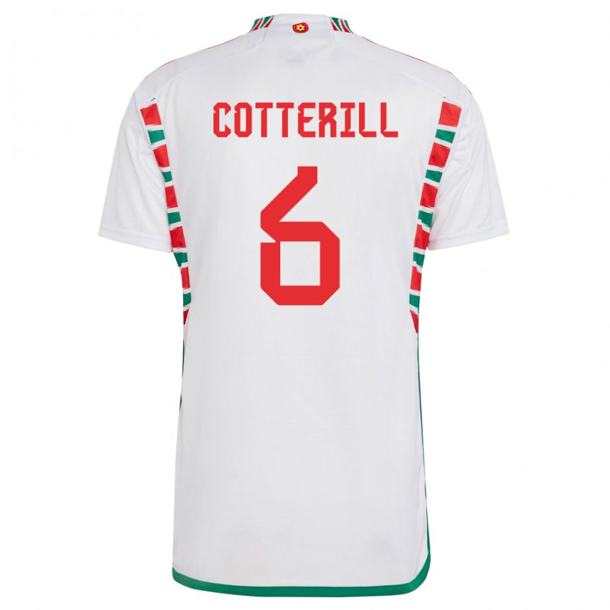 Mujer Camiseta Gales Joel Cotterill #6 Blanco 2ª Equipación 22-24 La Camisa Chile