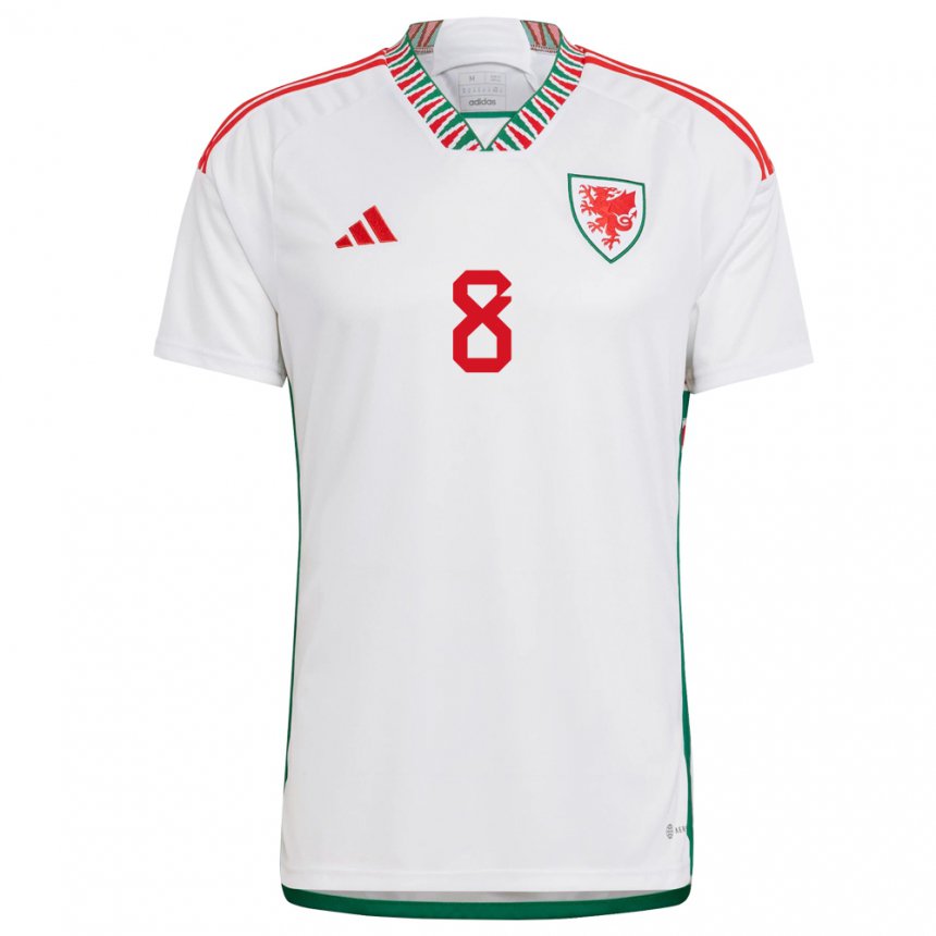 Mujer Camiseta Gales Ben Lloyd #8 Blanco 2ª Equipación 22-24 La Camisa Chile