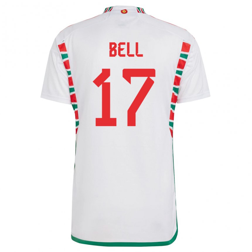 Mujer Camiseta Gales Zac Bell #17 Blanco 2ª Equipación 22-24 La Camisa Chile