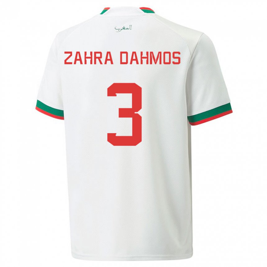 Mujer Camiseta Marruecos Fatima Zahra Dahmos #3 Blanco 2ª Equipación 22-24 La Camisa Chile