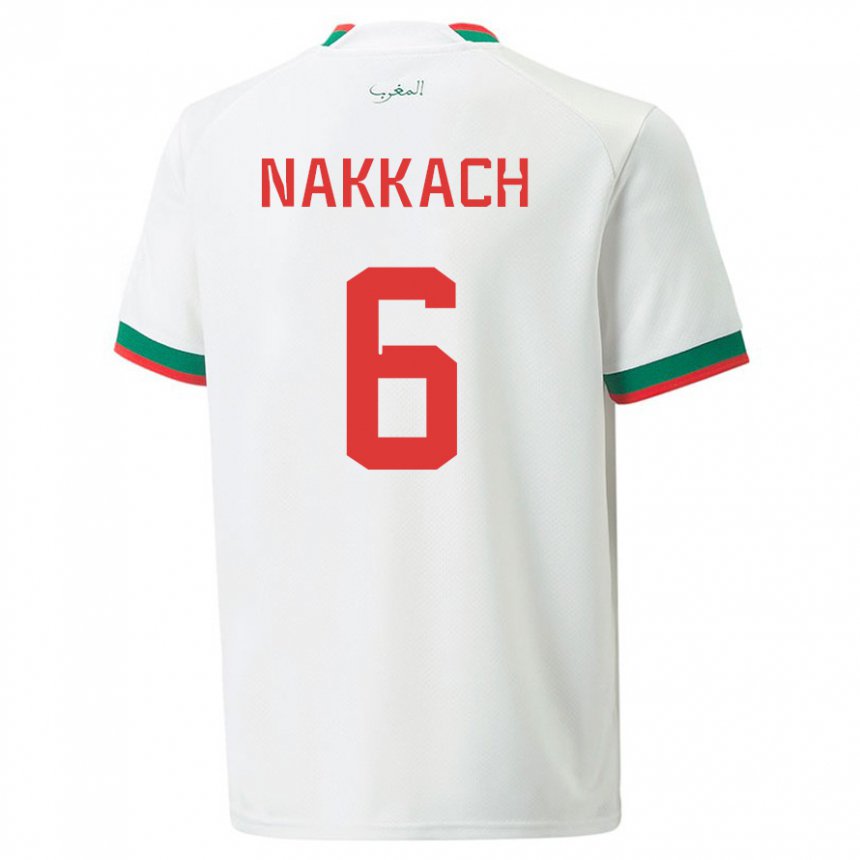 Mujer Camiseta Marruecos Elodie Nakkach #6 Blanco 2ª Equipación 22-24 La Camisa Chile